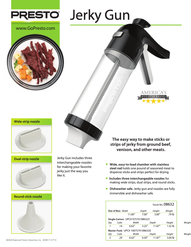 Page 1 de la notice Fiche technique Presto 08632