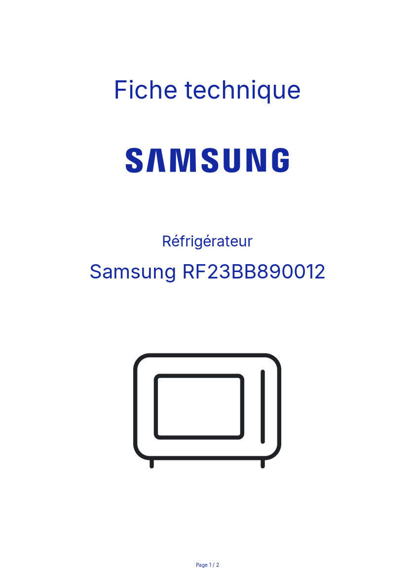 Page n°1 - Fiche technique Samsung RF23BB890012