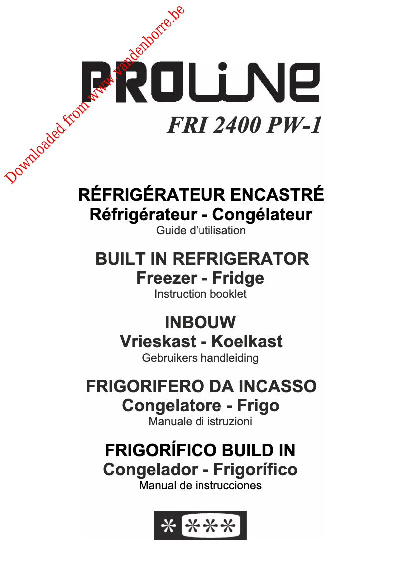 Page 1 de la notice Manuel utilisateur Proline FRI2400PW-1