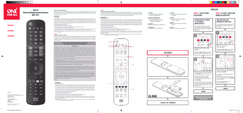 Page 1 de la notice Manuel utilisateur One for all URC 1811