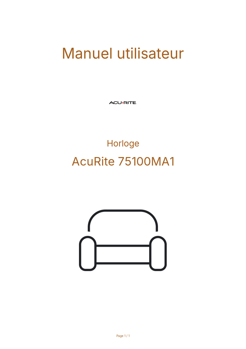 Page n°1 - Manuel utilisateur AcuRite 75100MA1