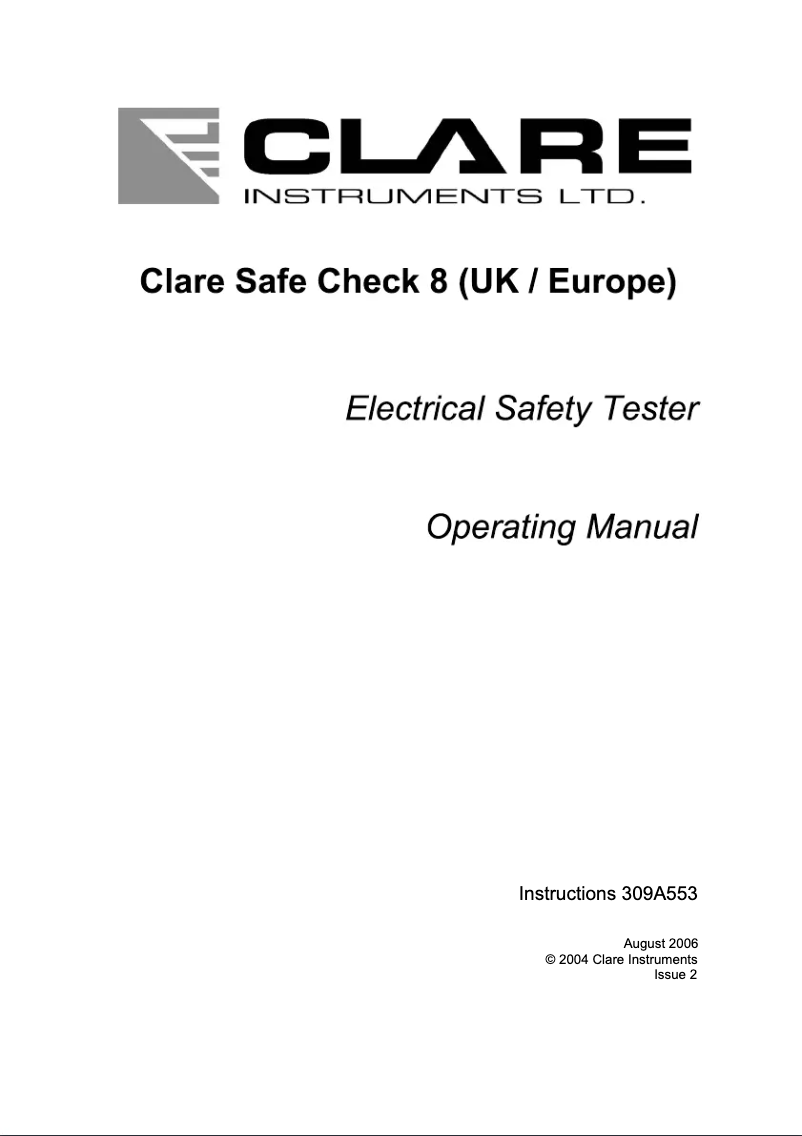 Page 1 de la notice Manuel utilisateur Clare SafeCheck 8