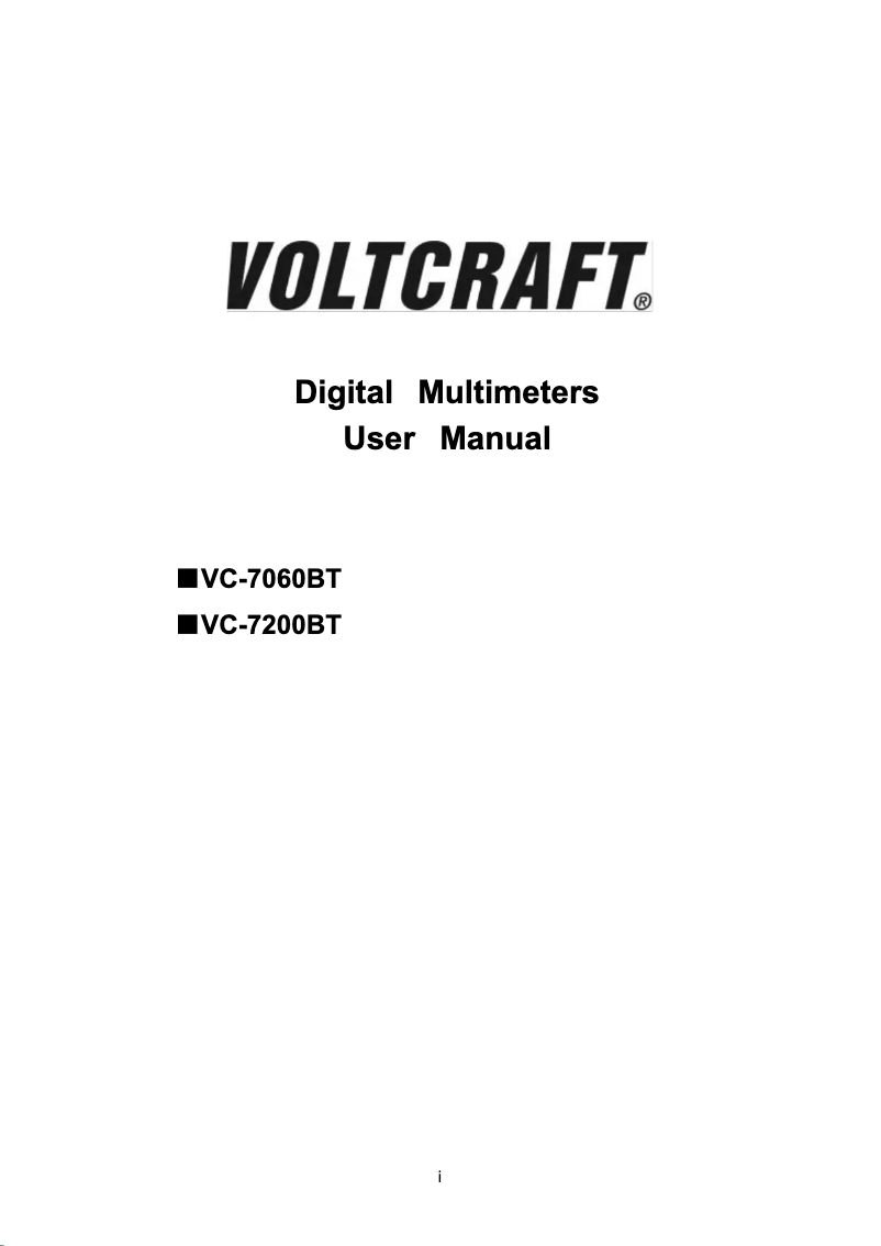 Page n°1 - Manuel utilisateur Voltcraft VC-7060BT