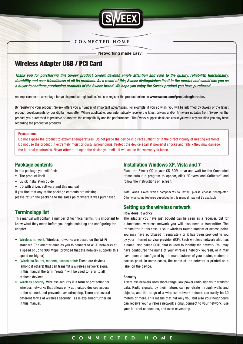 Page n°1 - Manuel utilisateur Sweex LW163