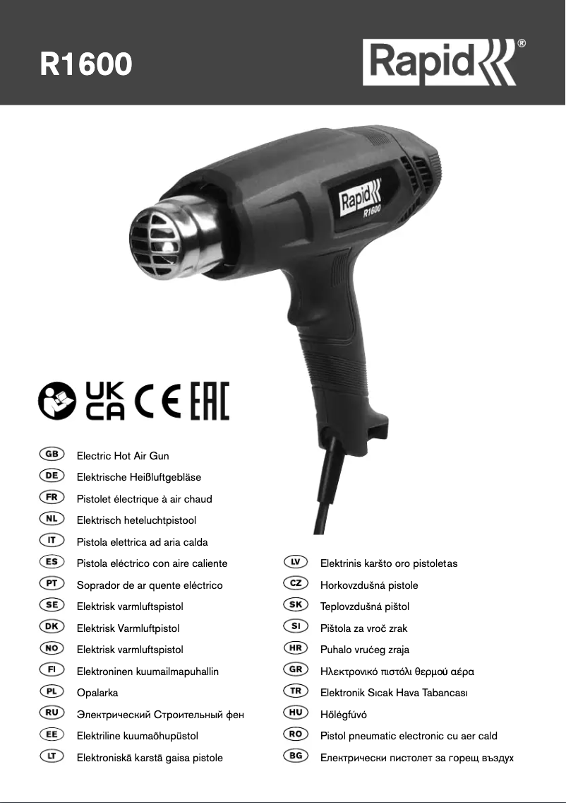 Image de la première page du manuel de l'appareil R1600