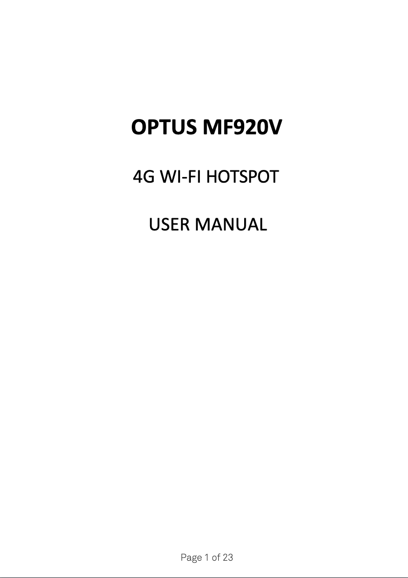 Image de la première page du manuel de l'appareil MF920V