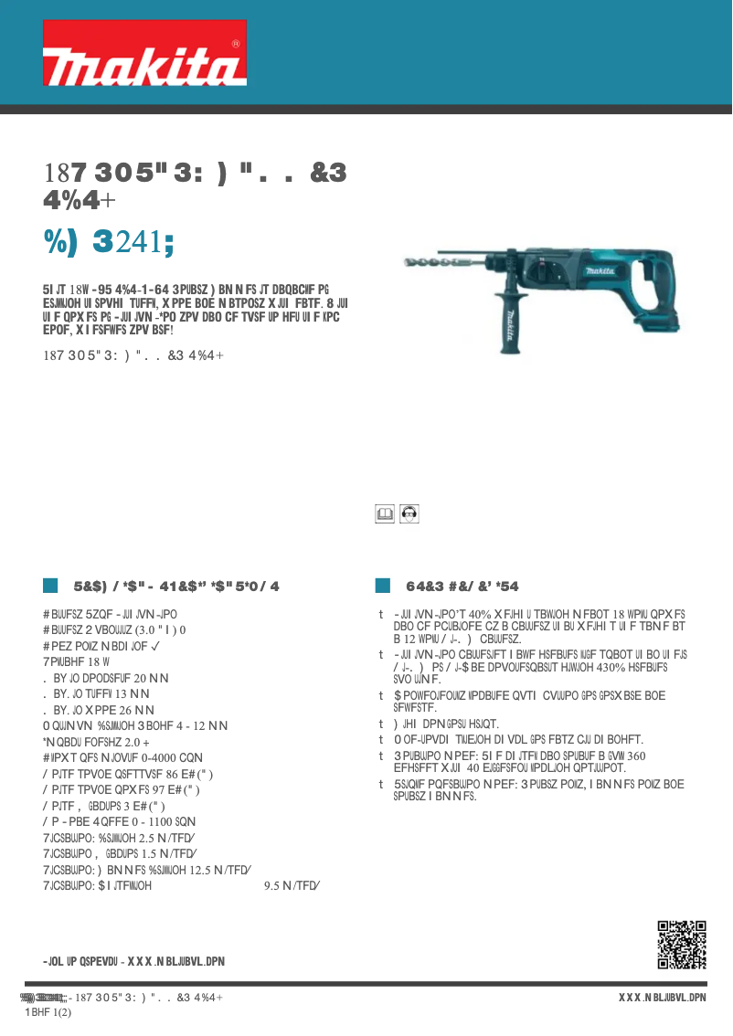 Página 1 del manual Ficha técnica Makita DHR241Z