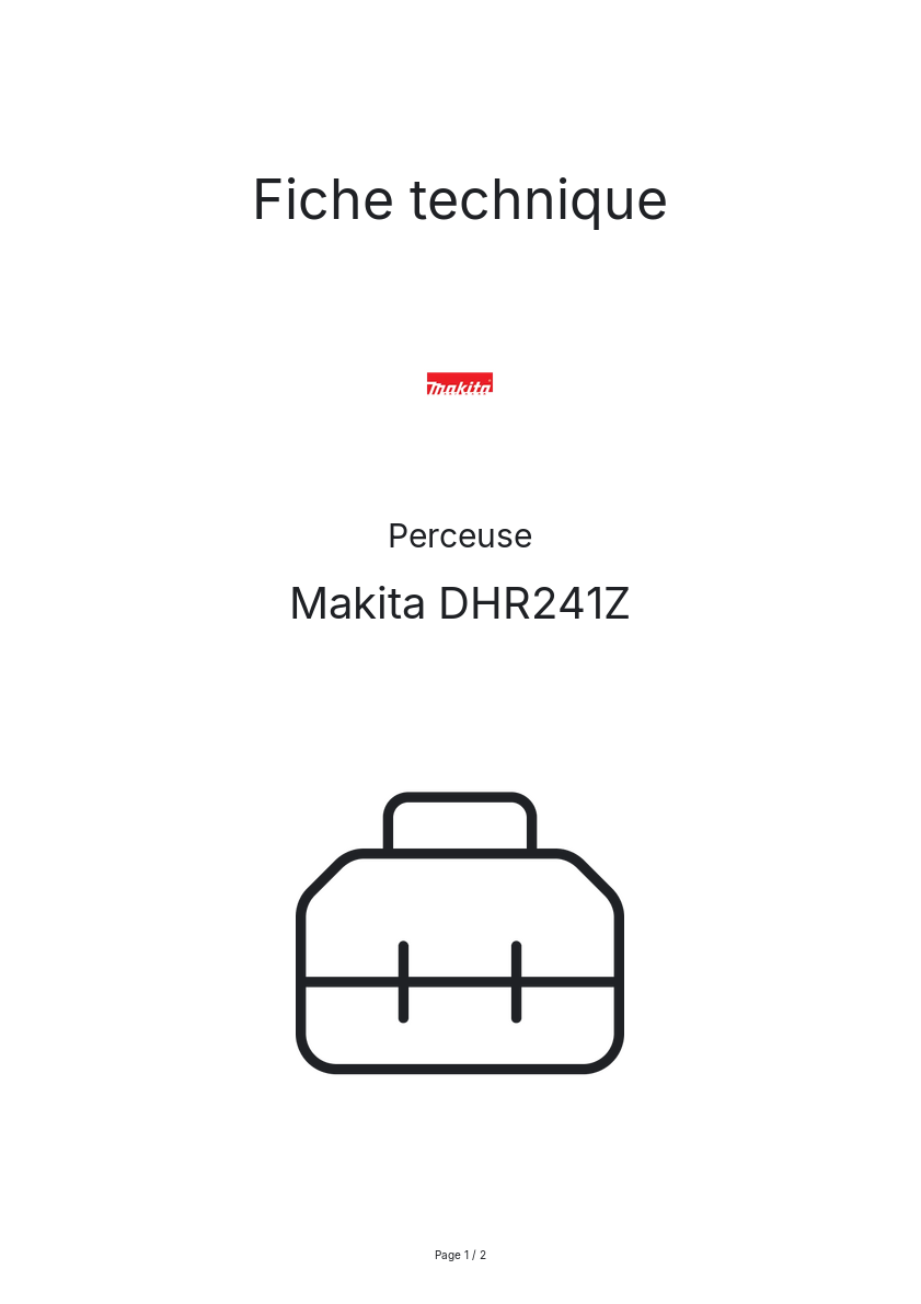 Page n°1 - Fiche technique Makita DHR241Z