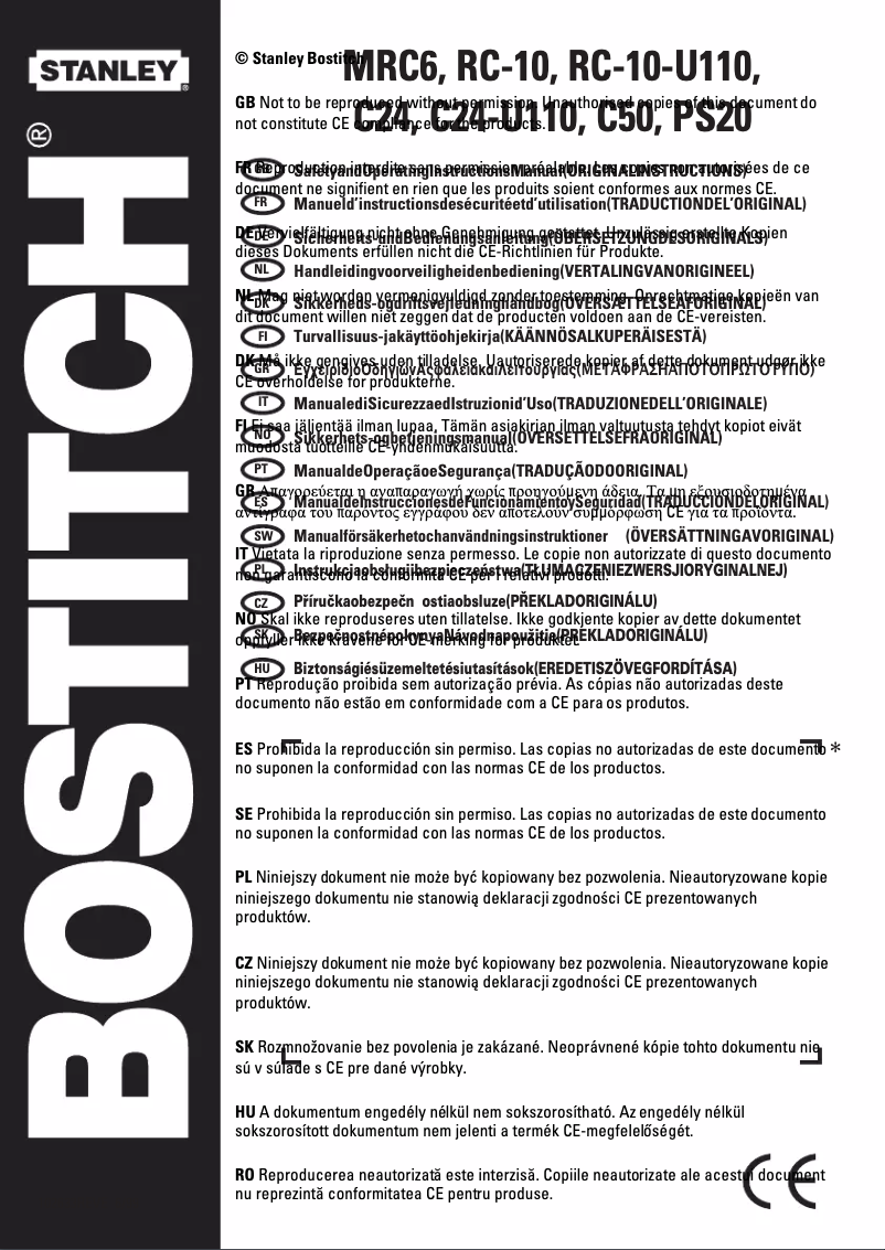 Página 1 del manual Manual de usuario Stanley Bostitch MRC6-E