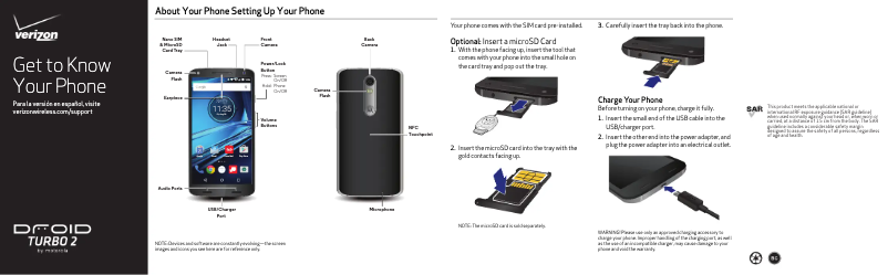 Page 1 de la notice Guide de démarrage rapide Motorola Droid Turbo 2