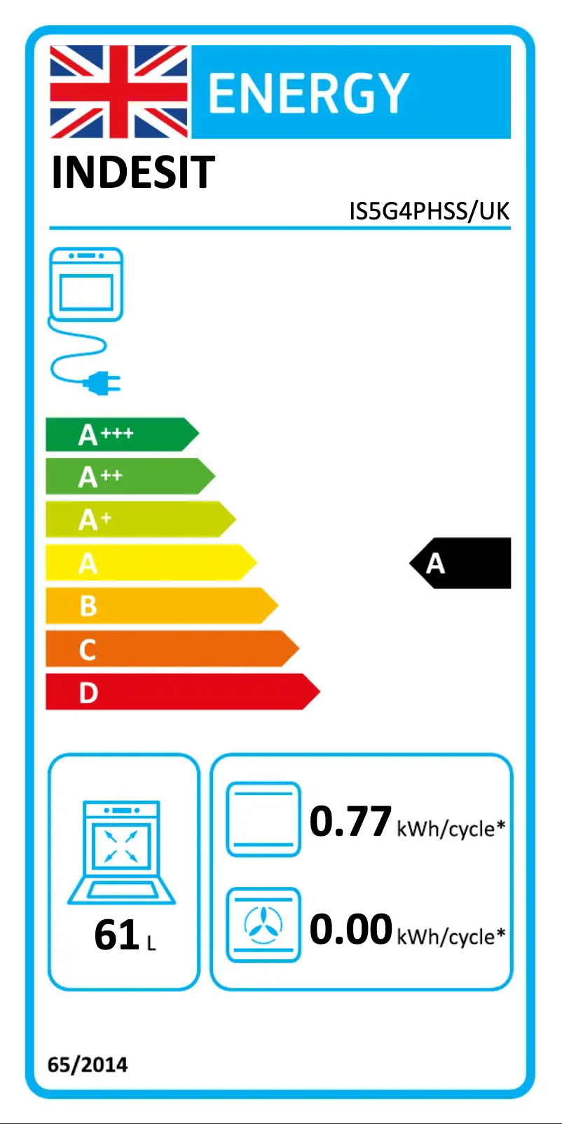 Page n°1 - Label énergétique Indesit IS5G4PHSS/UK