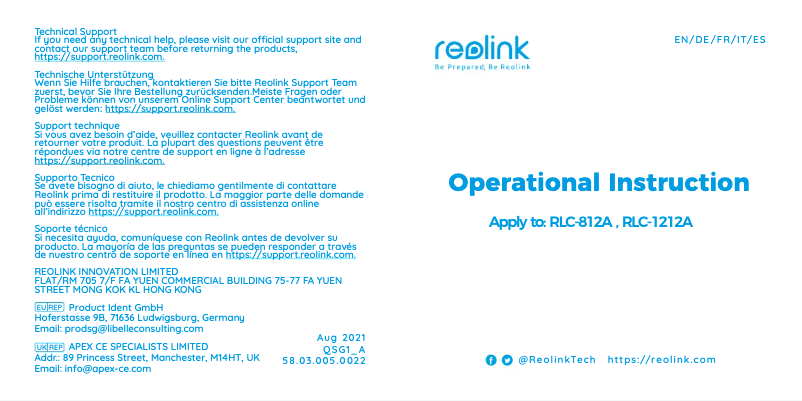 Image de la première page du manuel de l'appareil RLC-812A