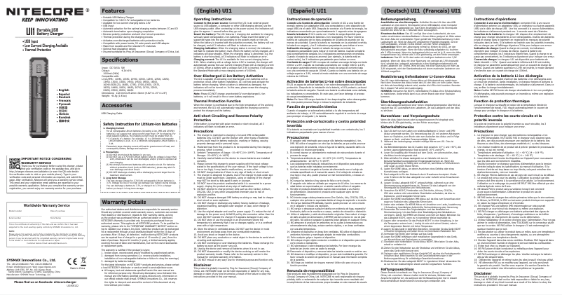 Page 1 de la notice Manuel utilisateur Nitecore UI1