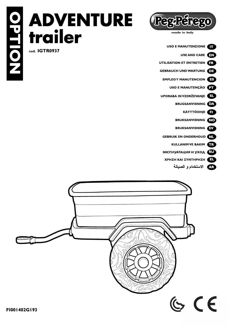 Page 1 de la notice Manuel utilisateur Peg Perego Adventure Trailer