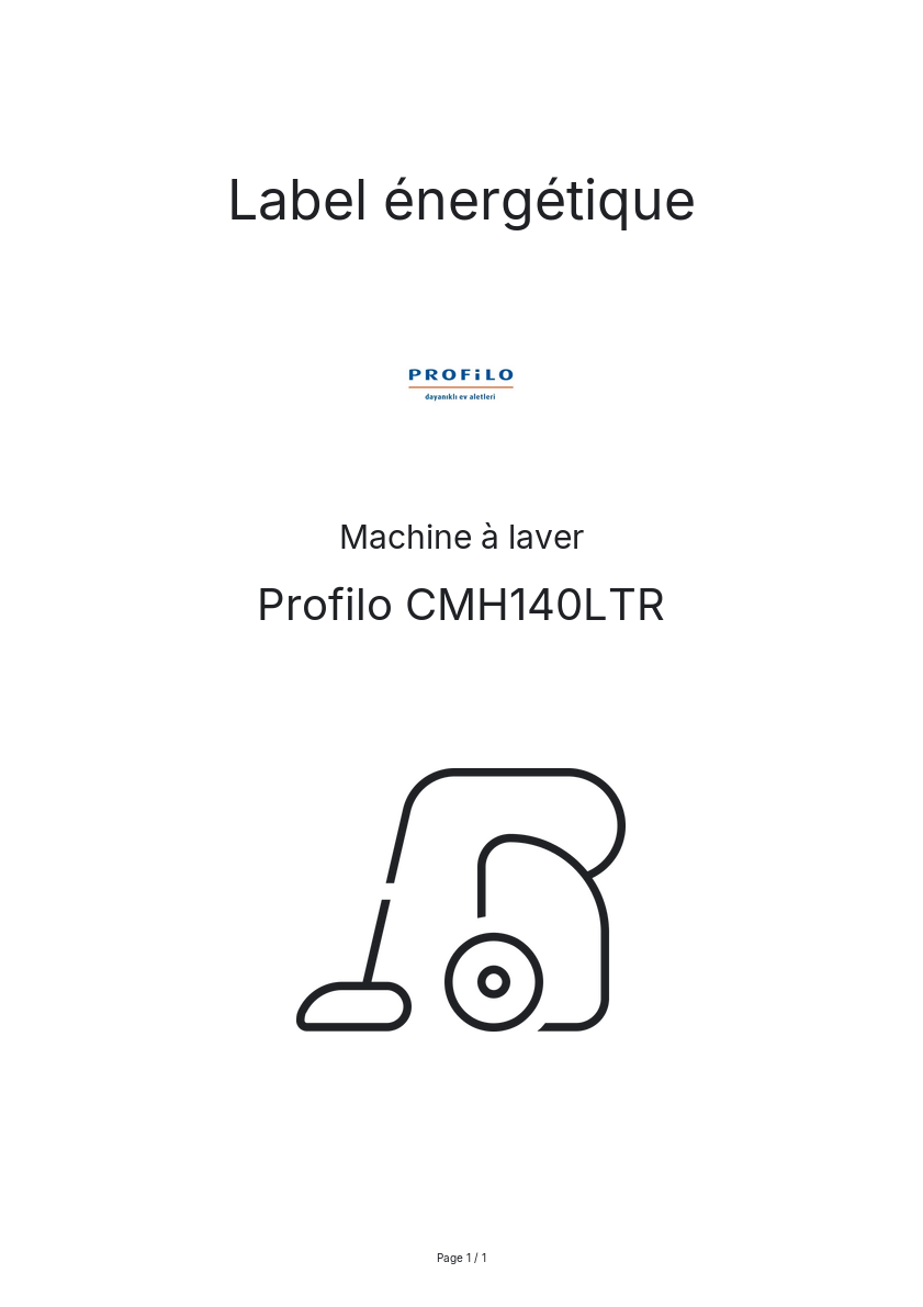 Page n°1 - Label énergétique Profilo CMH140LTR