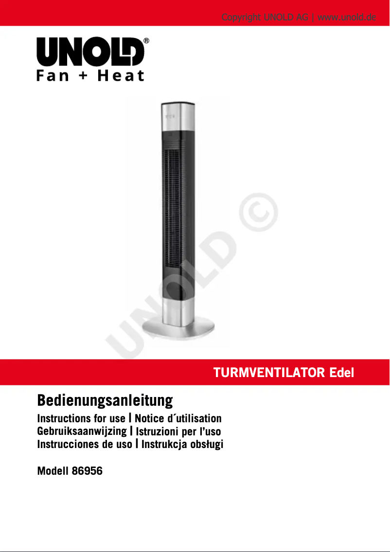 Page 1 de la notice Manuel utilisateur Unold Edel 86956