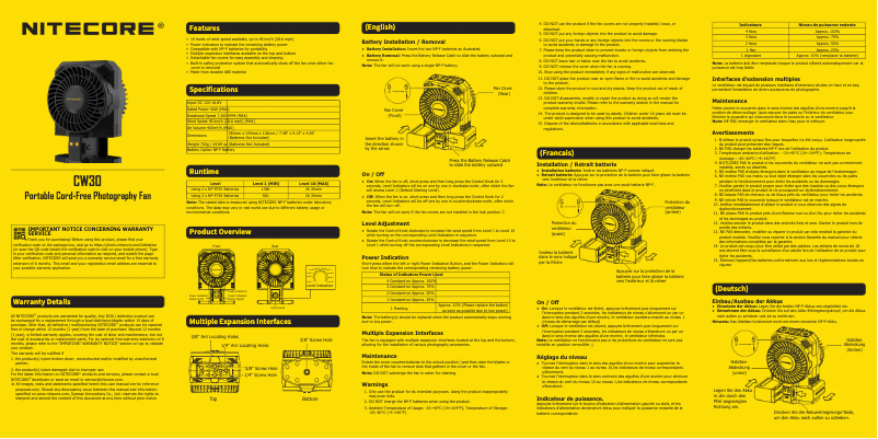 Página 1 del manual Manual de usuario Nitecore CW30