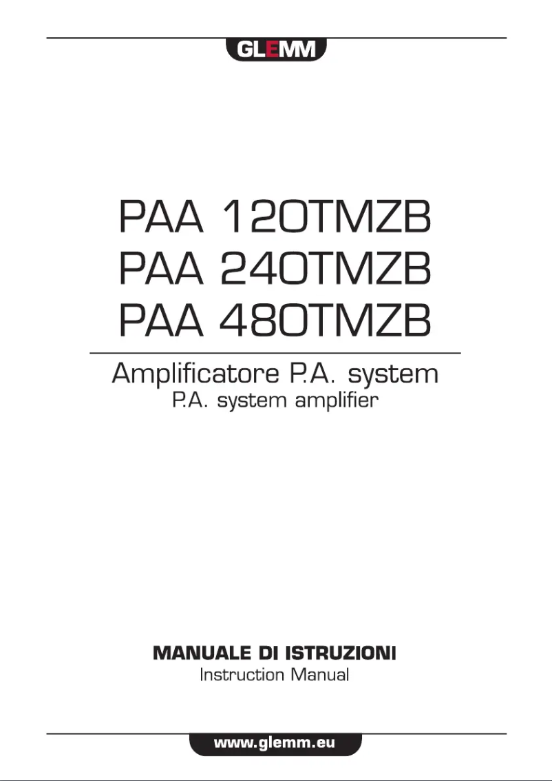 Page n°1 - Manuel utilisateur Glemm PAA 480TMZB