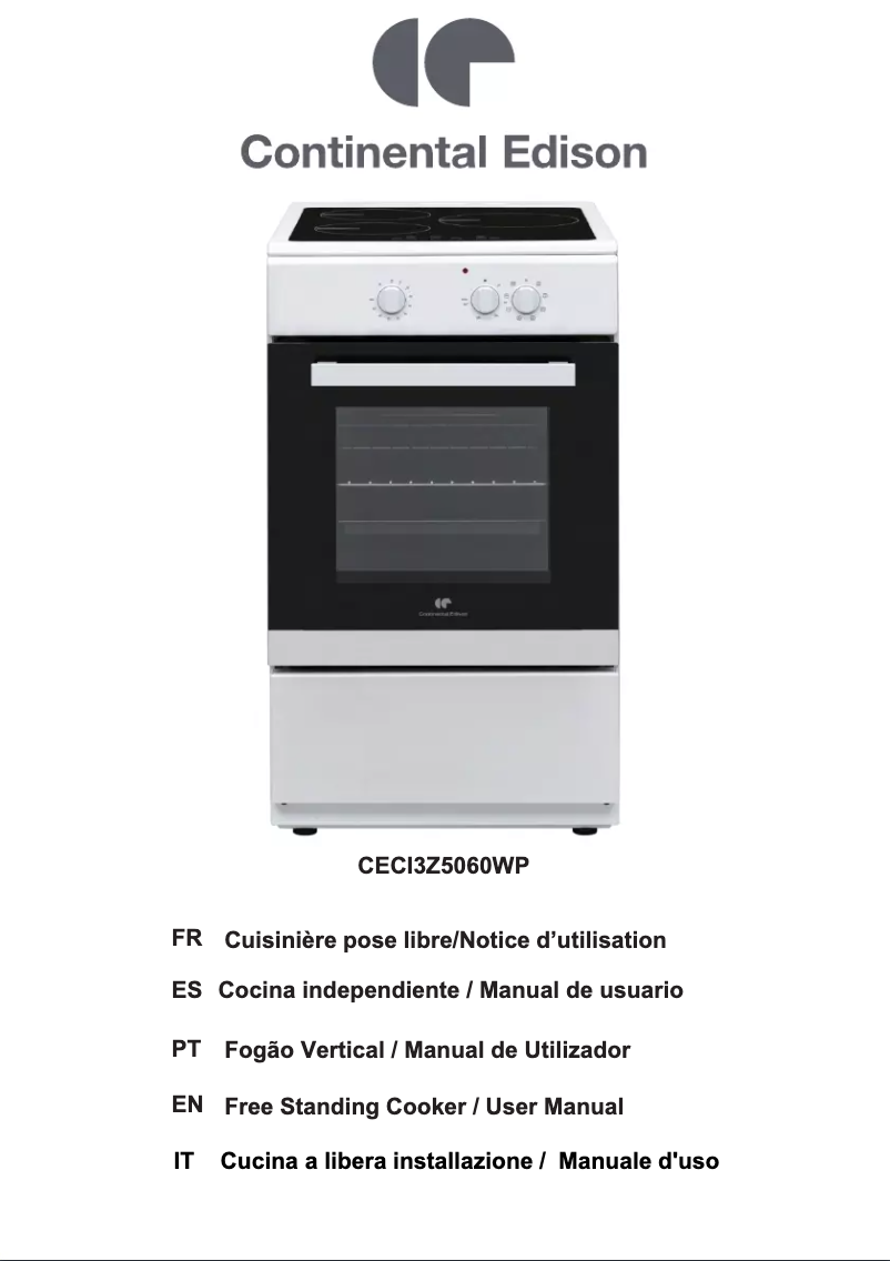 Page 1 de la notice Manuel utilisateur Continental Edison CECI3Z5060WP
