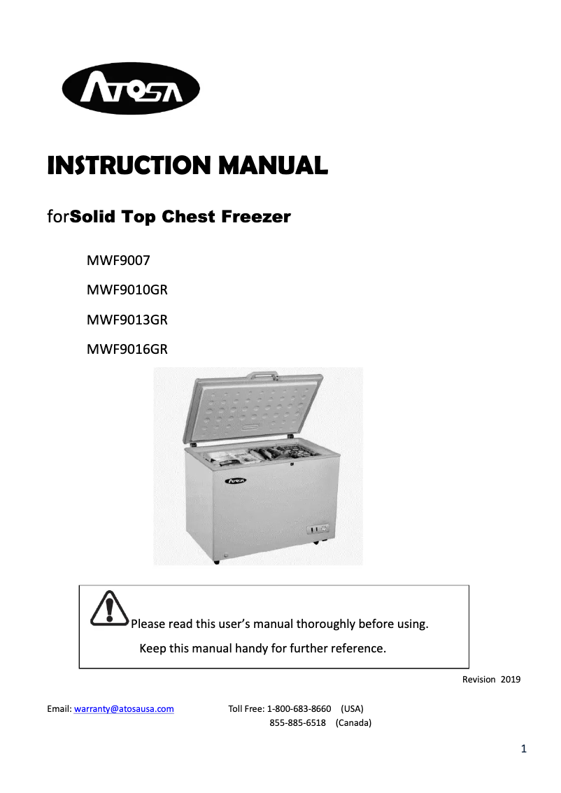 Página 1 del manual Manual de usuario Atosa MWF9010GR