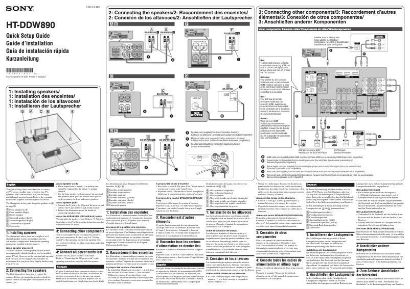 Page 1 de la notice Guide d'installation Sony HT-DDW890