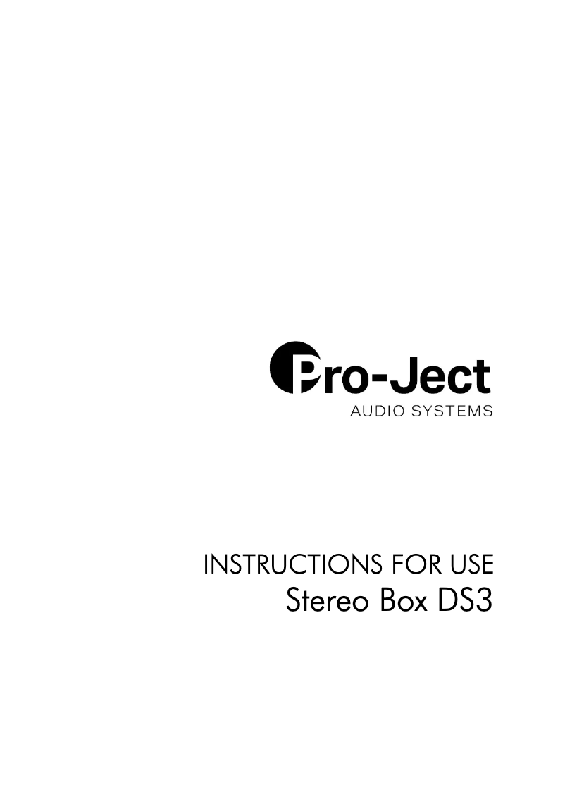 Page 1 de la notice Manuel utilisateur Pro-Ject Stereo Box DS3
