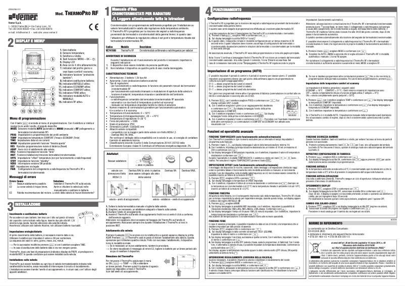 Page n°1 - Manuel utilisateur Vemer ThermoPro RF