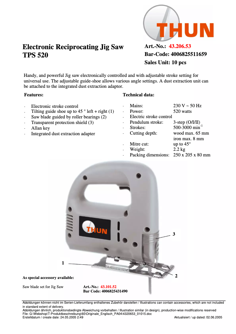 Page n°1 - Manuel utilisateur THUN TPS 520