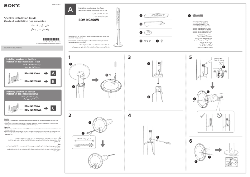 Page 1 de la notice Guide d'installation Sony BDV-N9200W