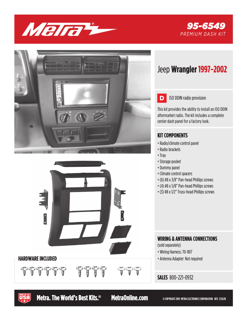 Page n°1 - Fiche technique Metra 95-6549