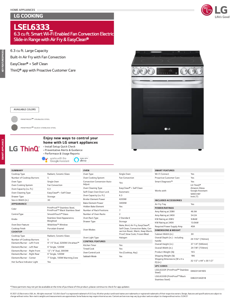 Página 1 del manual Ficha técnica LG LSEL6333F