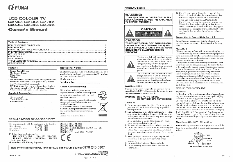 Image de la première page du manuel de l'appareil LCD-B1504