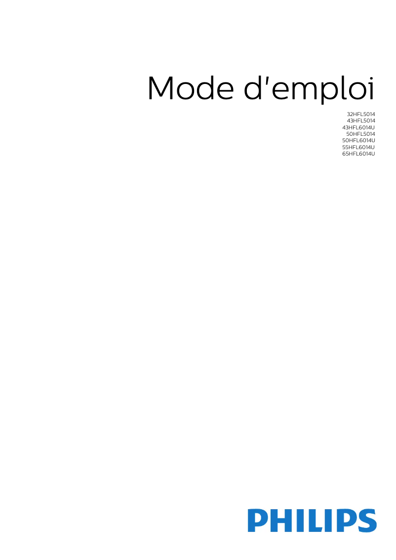 Page 1 de la notice Manuel utilisateur Philips 65HFL6014U