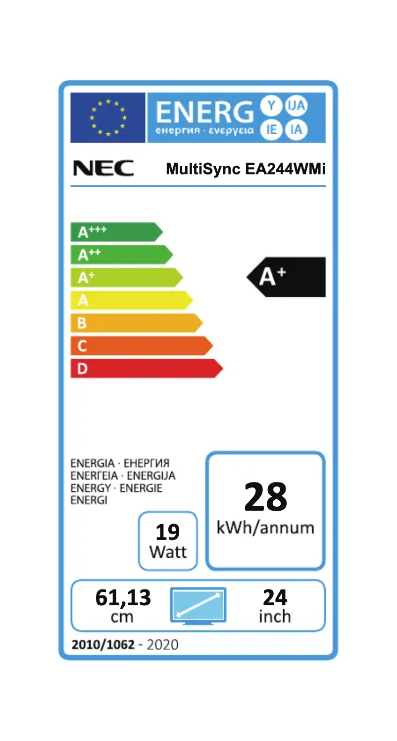 Página 1 del manual Etiqueta energética NEC MultiSync EA244WMi