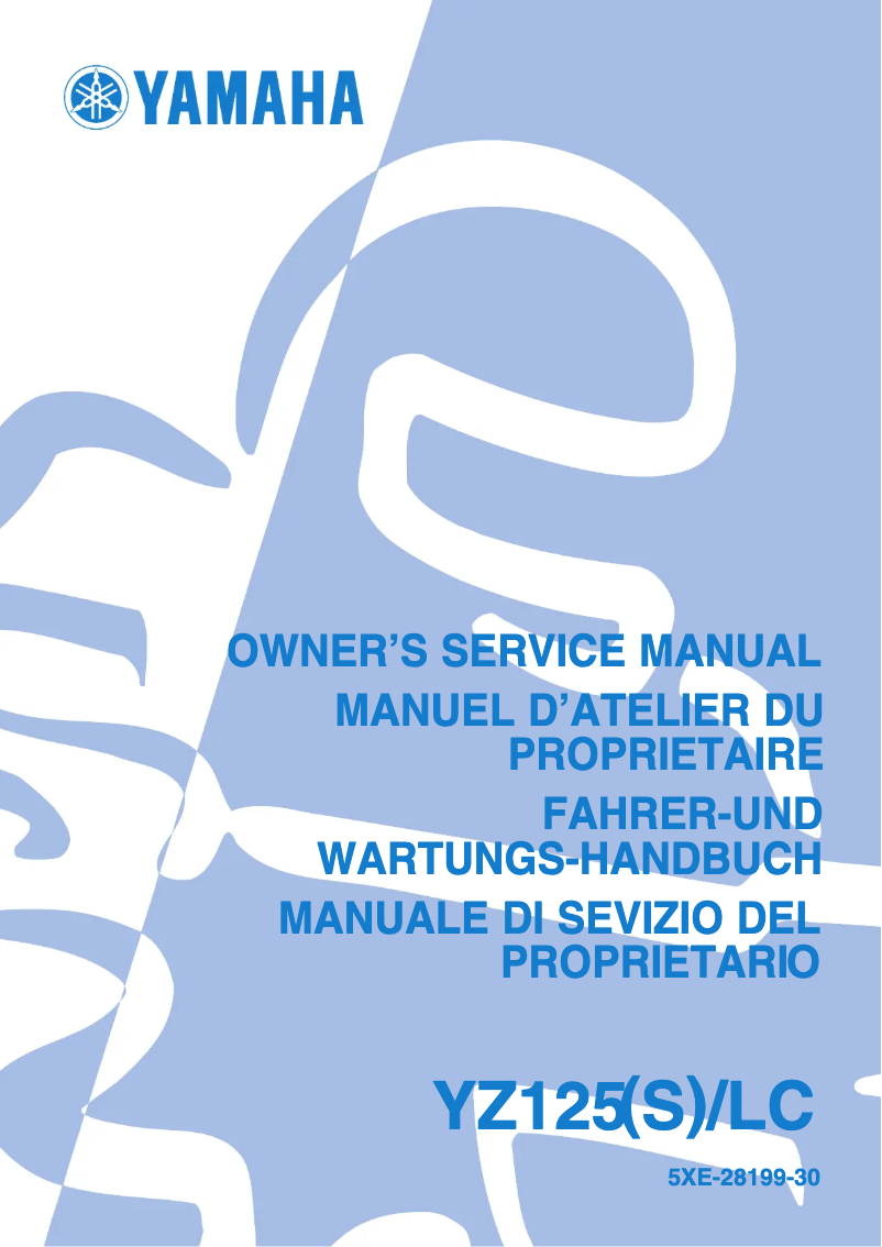 Image de la première page du manuel de l'appareil YZ125 (2003)