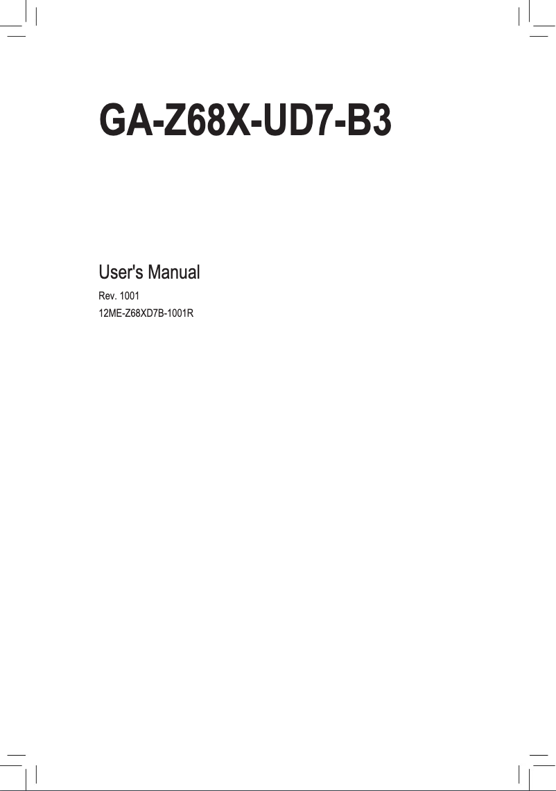 Image de la première page du manuel de l'appareil GA-Z68X-UD7-B3