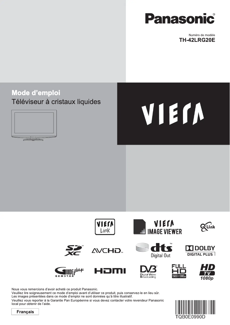 Page 1 de la notice Manuel utilisateur Panasonic TH-42LRG20E