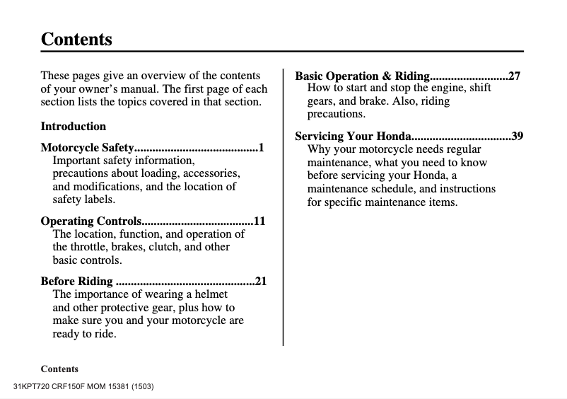 Imagen de la primera página del manual del dispositivo CRF150F (2016)