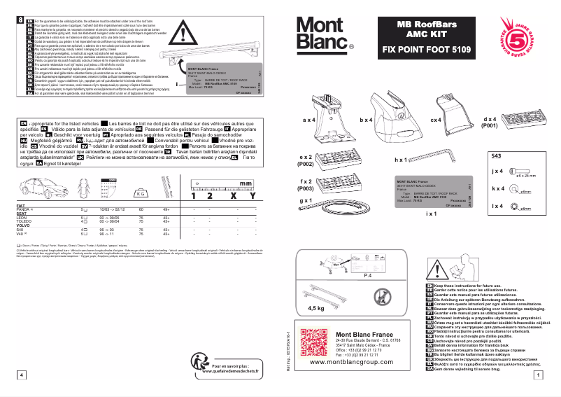 Page 1 de la notice Manuel utilisateur Mont Blanc AMC 5109