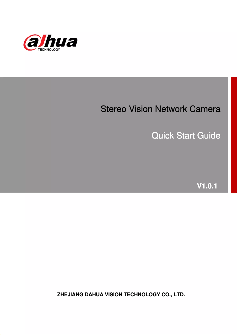 Page n°1 - Guide de démarrage rapide Dahua Technology DH-IPC-HDW8341XN-3D-S2