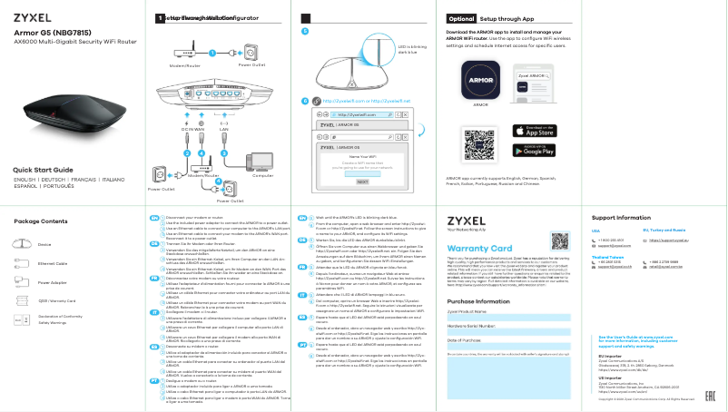 Page 1 de la notice Guide de démarrage rapide ZyXEL Armor G5