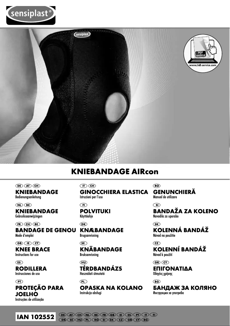 Page 1 de la notice Manuel utilisateur Sensiplast IAN 102552