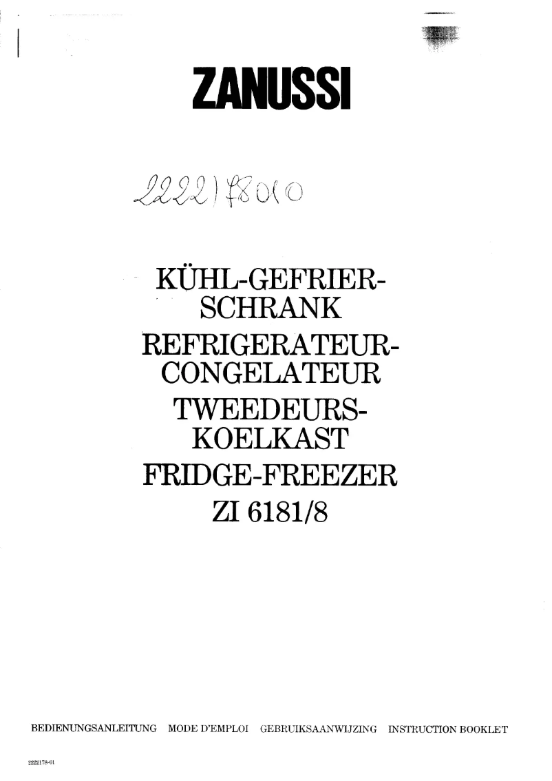 Page 1 de la notice Manuel utilisateur Zanussi ZI 6181