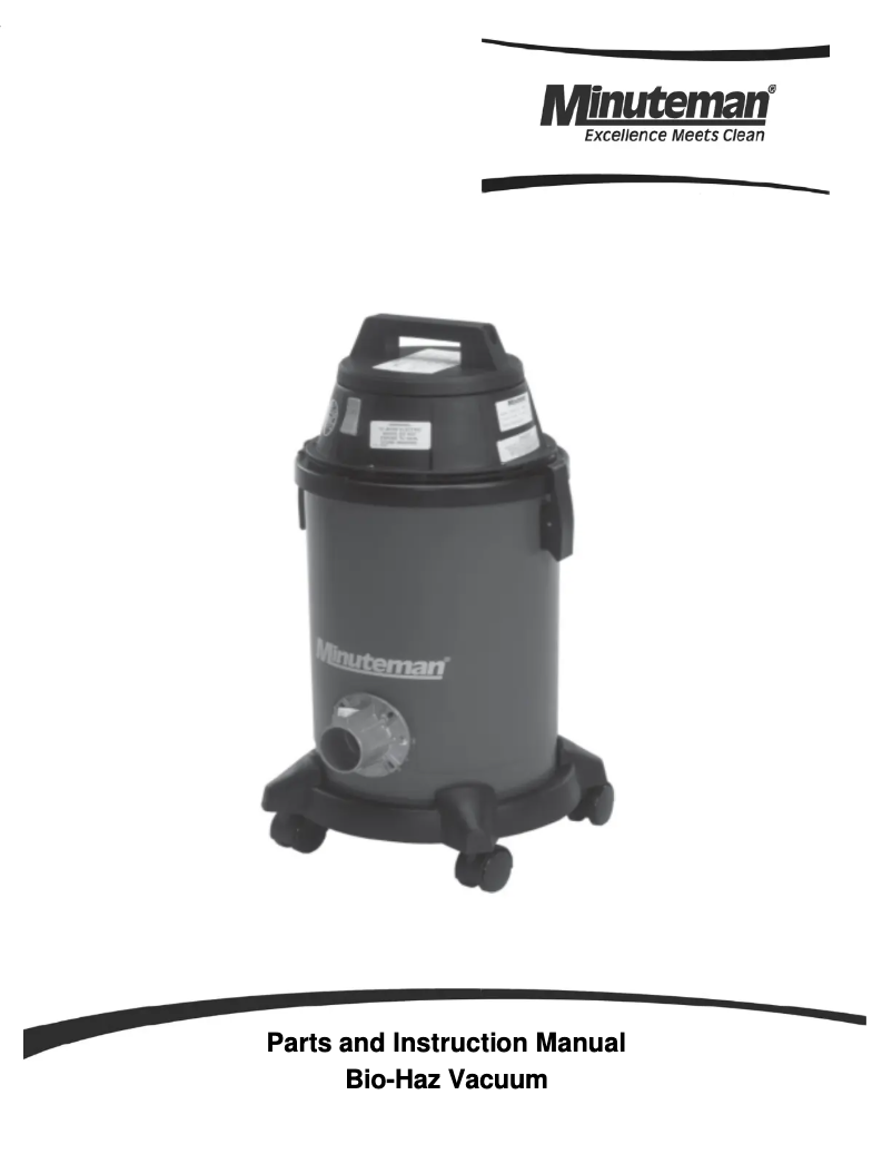 Page 1 de la notice Manuel utilisateur Minuteman Bio-Haz C82907-00