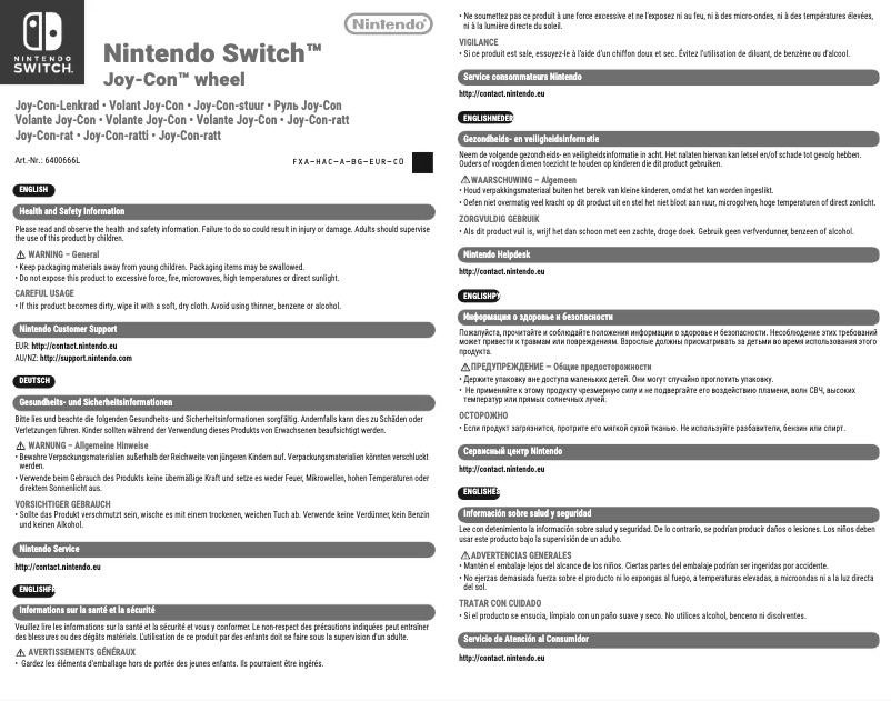 Page 1 de la notice Manuel utilisateur Nintendo Switch Joy Con