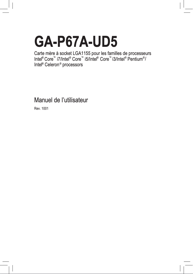 Image de la première page du manuel de l'appareil GA-P67A-UD5