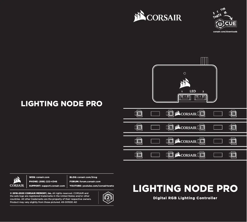 Image de la première page du manuel de l'appareil iCUE Lighting Node PRO