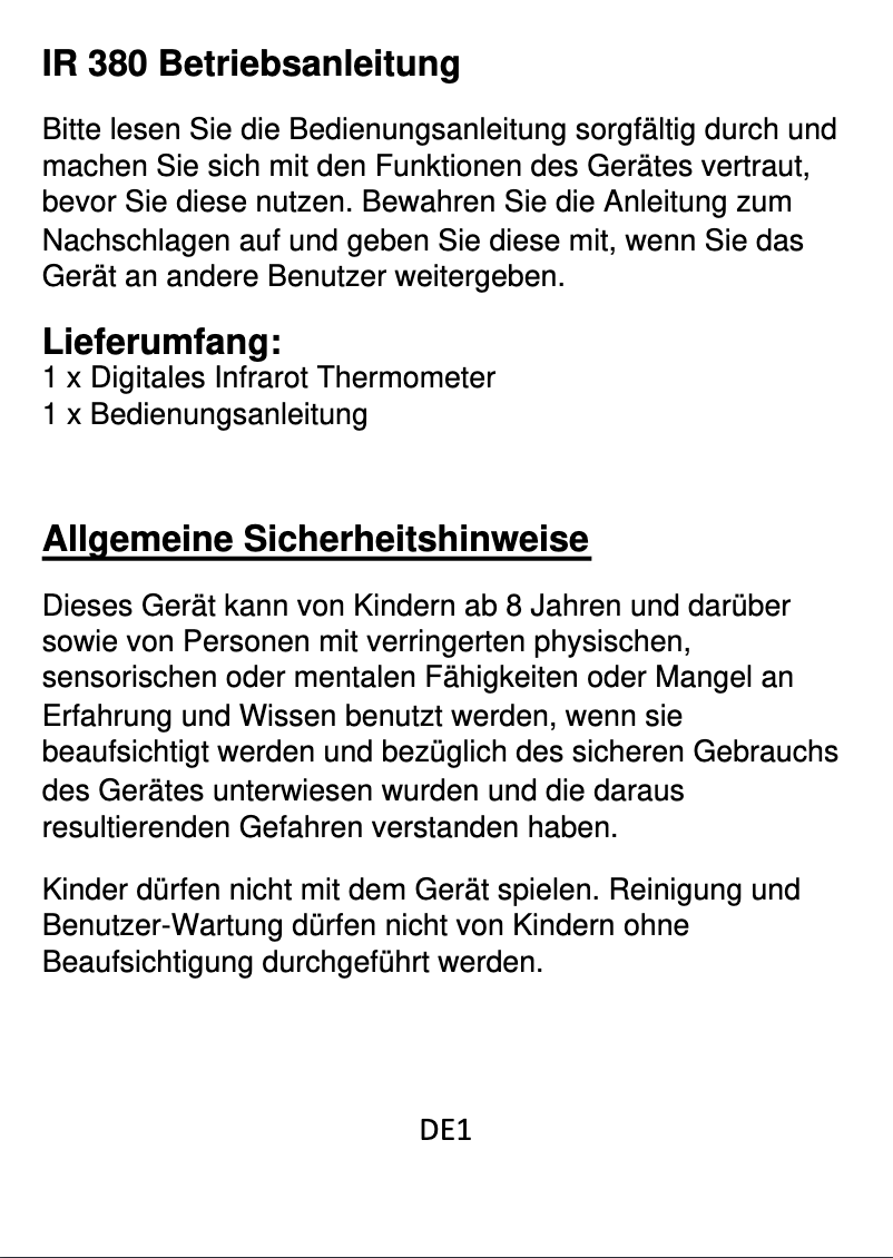 Image de la première page du manuel de l'appareil IR 380