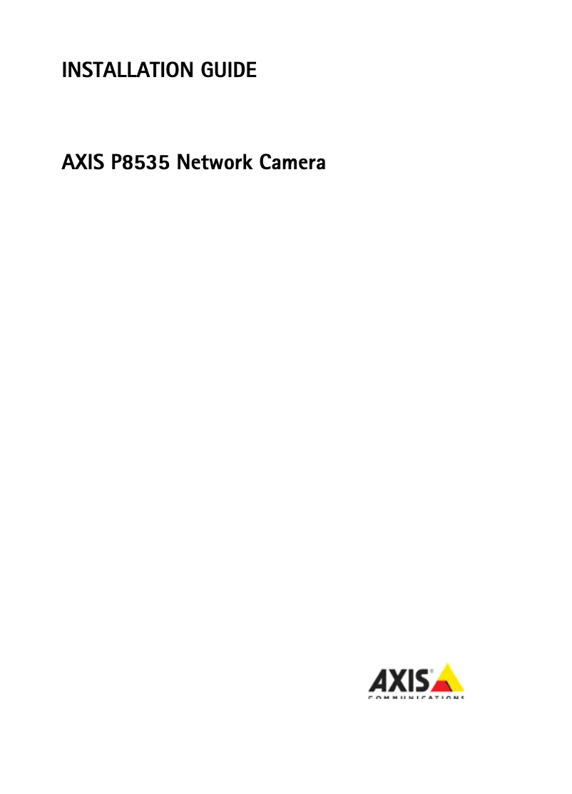 Page 1 de la notice Manuel utilisateur Axis P8535