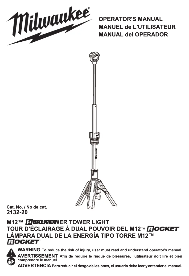 Page 1 de la notice Manuel utilisateur Milwaukee 2132-20